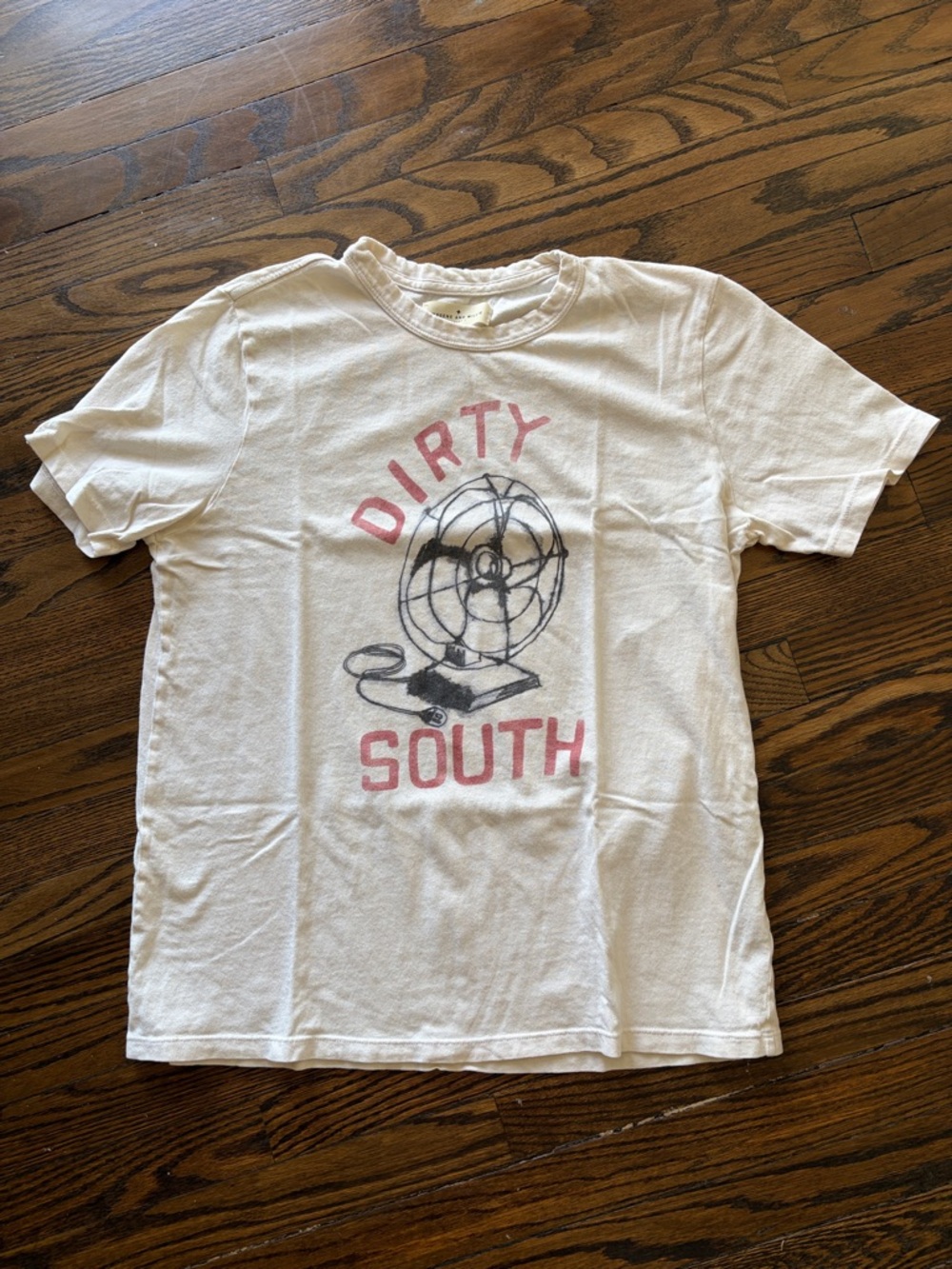 imogene + willie White Tee with Red and Black Fan Graphic